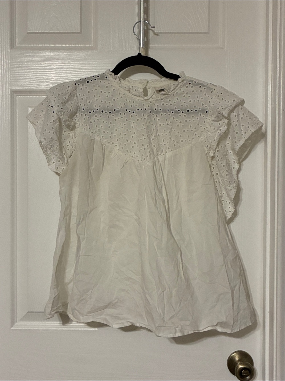 a new day White Eyelet Flutter-Sleeve Blouse
